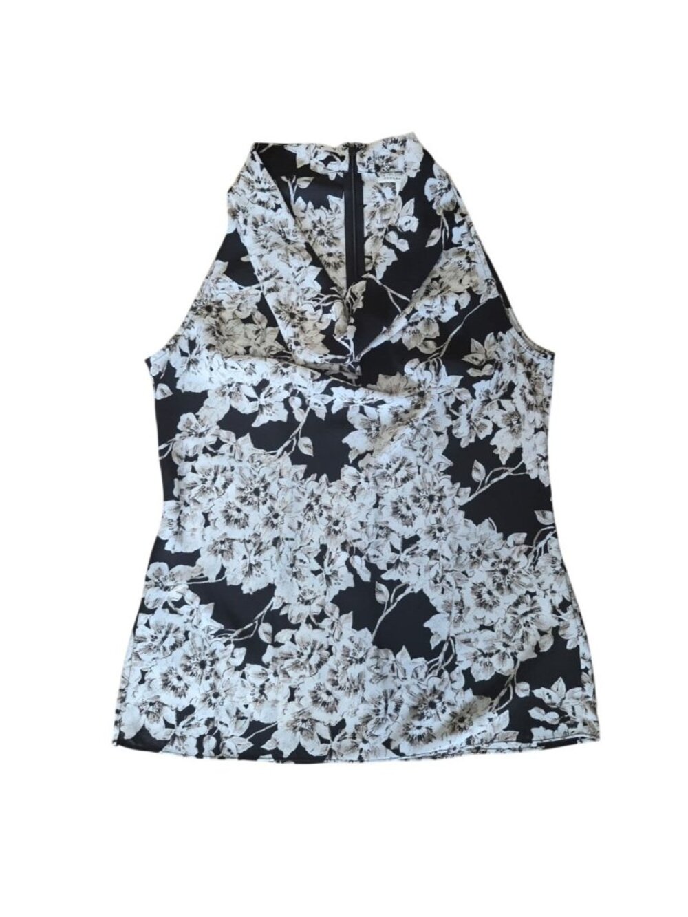 Banana Republic Floral Halter Top Size 8 Black beige Sleeveless Blouse